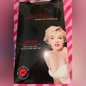 Black lace thigh high hold ups silicone goth cabaret lingerie Marilyn Monroe nwt